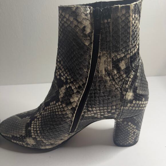 Napoleoni Made in Italy Snakeskin Pattern Leather Zippered Ankle Boot Size 6.5 - Picture 13 of 15